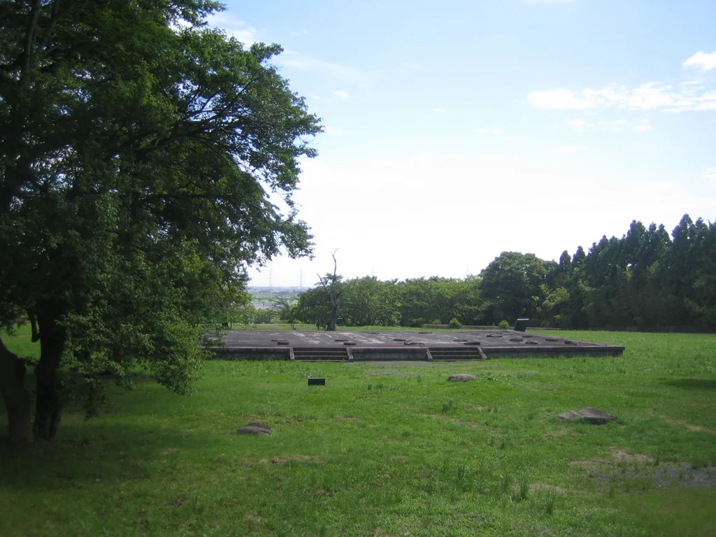 Grass and foundations at the administrative compound of Taga Castle