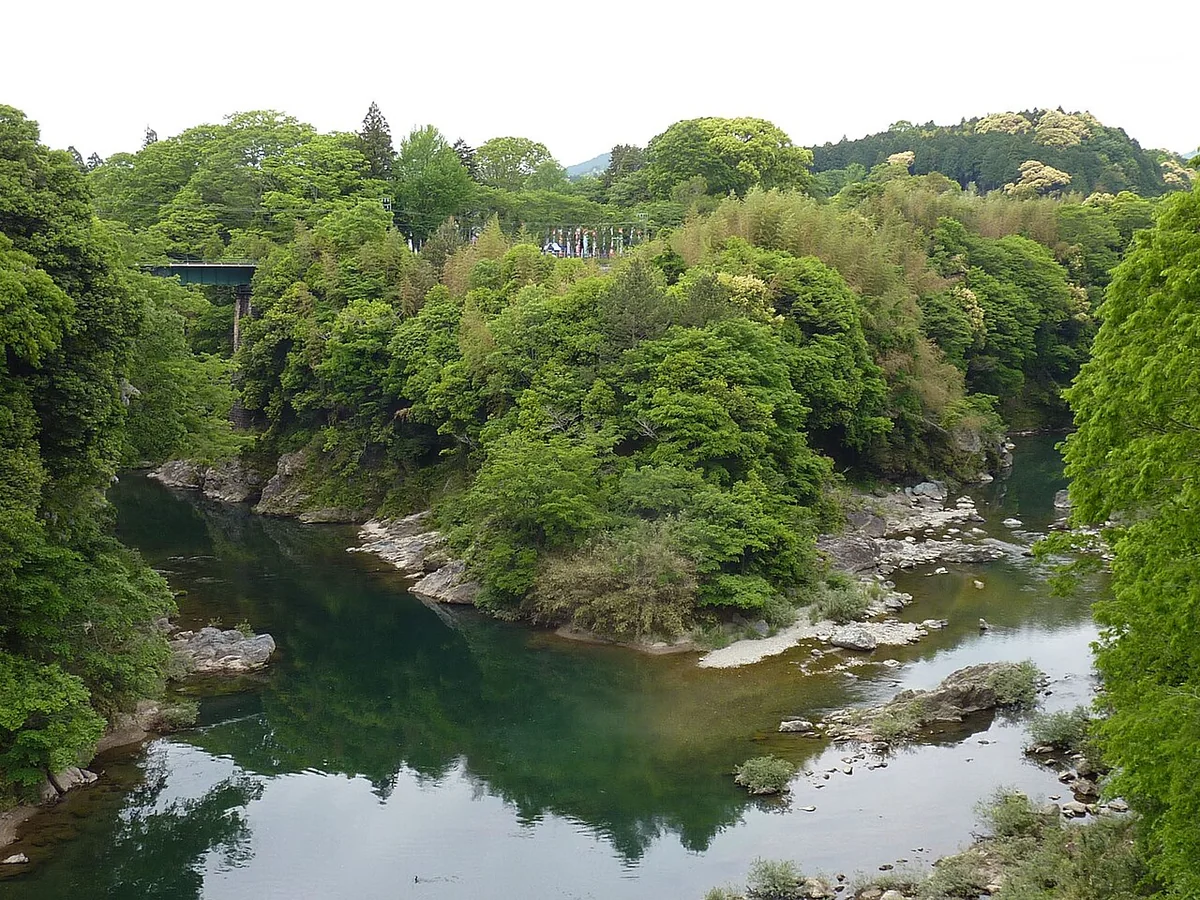 The river landscape around the Nagashino Castle site