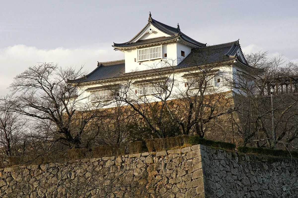 High stone walls and the reconstructed Bitchu Turret at Tsuyama Castle