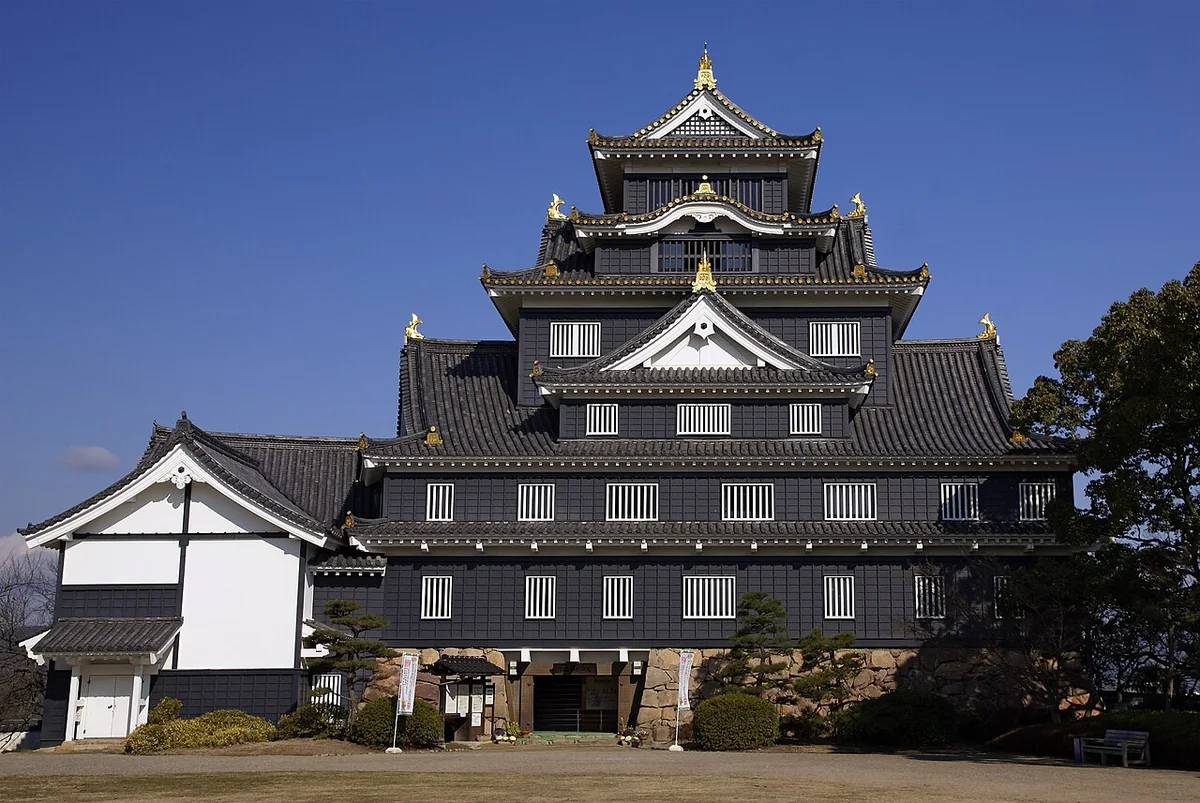 The black reconstructed keep of Okayama Castle