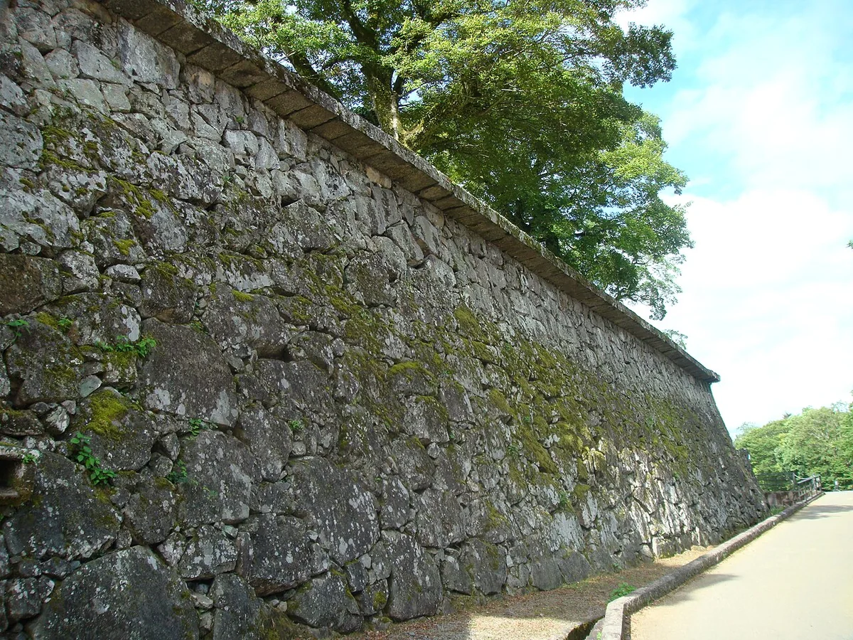 A projecting stone feature in the walls of Hitoyoshi Castle