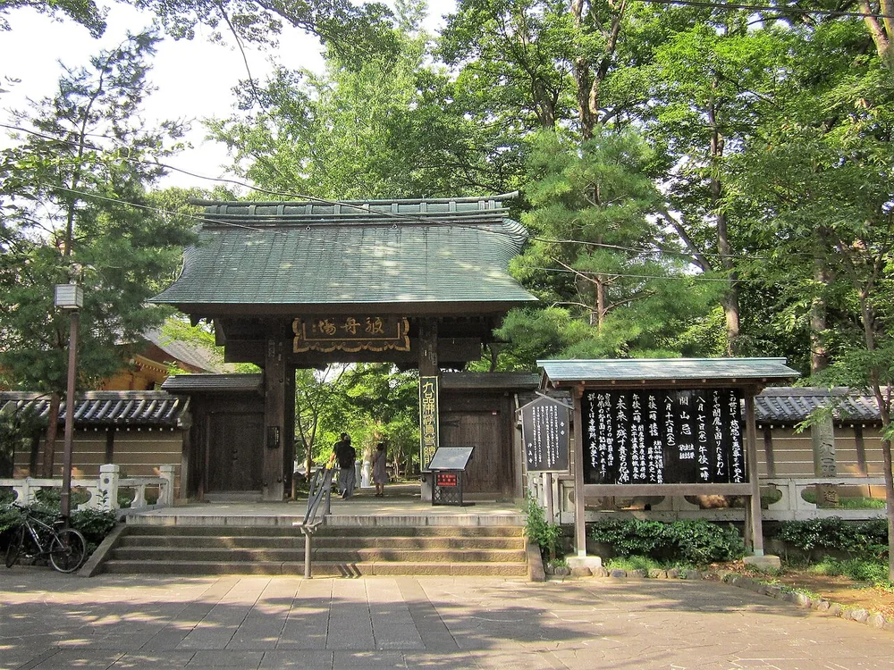 緑に囲まれた九品仏浄真寺の門